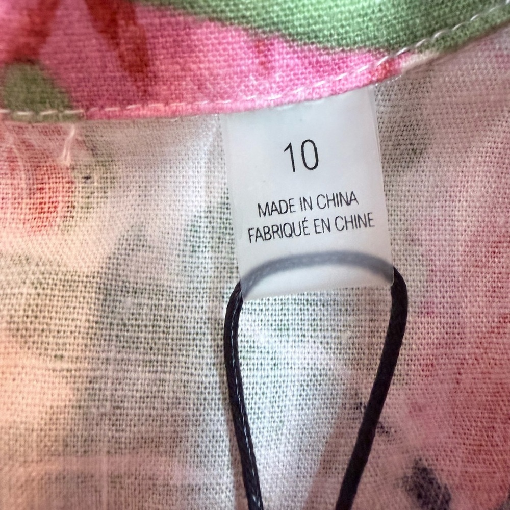 NWT T Tahari Floral Sleeveless Linen Blend A-Line Dress - Size 10 - Picture 2 of 9